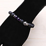 Buddhistisches Perlenarmband aus Lavastein und Amethyst