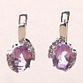 Silberohrringe mit geschliffenen brasilianischen Amethysten und Zirkonen Ag 925 010645 BRAME