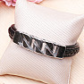 Schwarzes Herrenarmband aus massivem Leder Curb