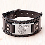 Breites Herren-Lederarmband mit einem Wolf