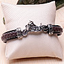 Braun-schwarzes Herren-Lederarmband mit Motorrad-Edelstahl