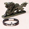 Schwarzes Herrenlederarmband mit Motorrad-Edelstahl