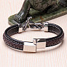 Schwarzes Herrenlederarmband mit Motorrad-Edelstahl