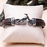 Schwarzes Herrenlederarmband mit Motorrad-Edelstahl