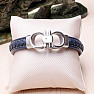 Marineblaues Herren-Lederarmband mit Edelstahl