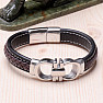 Herrenarmband aus schwarzem Leder mit Edelstahl