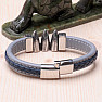 Herrenarmband aus blauem Leder Drei Menhire aus Edelstahl