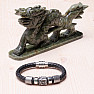 Herrenarmband aus schwarzem Leder und Edelstahl mit Ankern