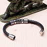 Herrenarmband aus schwarzem Leder und Edelstahl mit Ankern