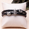 Doppeltes Herren-Lederarmband mit Buddha-Edelstahl