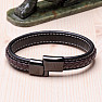 Herrenmode braunes und schwarzes Lederarmband Edelstahl schwarz