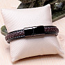 Herrenmode braunes und schwarzes Lederarmband Edelstahl schwarz