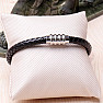 Herrenmode schwarzes Lederarmband Edelstahl Variante 3