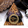 Orgonitpyramide Auge des Horus mit Amethyst und Obsidian