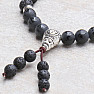 Lavastein Buddha Mala Armband mit schwarzem Achat