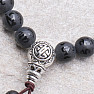 Lavastein Buddha Mala Armband mit schwarzem Achat