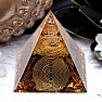 Orgonitpyramide mit Tigerauge, Kristall und Spirale