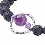 Lavastein und Amethyst in Perlenarmband aus Metall