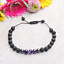 Armband aus Amethyst und Lavastein mit Shamballa-Verschluss