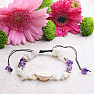 Amethyst- und Mondstein-Muschelarmband mit Shamballa-Verschluss