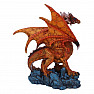 Statuette orangefarbener Drache Wächter