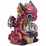 Statuette leuchtender roter Drache mit Kugel