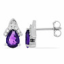 Silberohrringe mit geschliffenen afrikanischen Amethysten und Zirkonen Ag 925 011529 AFAM