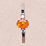 Silberring mit orangefarbenem Opal und Zirkonen Ag 925 015001 OROP